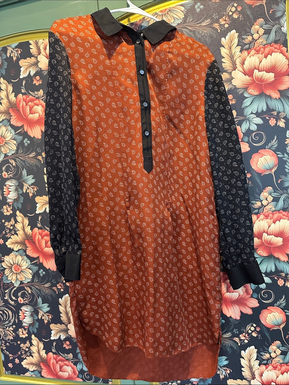 Jason Wu Rust Orange Tunic Dress with Black Accents